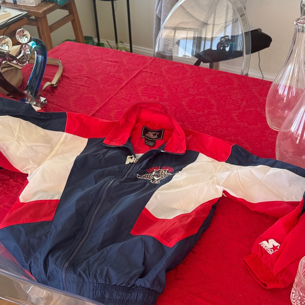 Florida Panthers starter Red and Navy Jacket